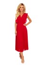  315-3 EMILY Pleated dress with frills and neckline - red 