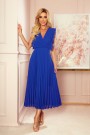  315-2 EMILY Pleated dress with frills and neckline - Blue 