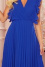  315-2 EMILY Pleated dress with frills and neckline - Blue 