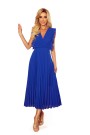  315-2 EMILY Pleated dress with frills and neckline - Blue 