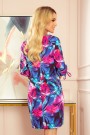  323-1 Comfortable OVERSIZE dress - blue and pink flowers 