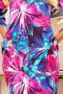  323-1 Comfortable OVERSIZE dress - blue and pink flowers 