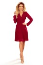  313-8 ISABELLE Pleated dress with neckline and long sleeve - Burgundy color 