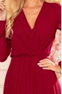  313-8 ISABELLE Pleated dress with neckline and long sleeve - Burgundy color 