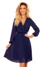  313-6 ISABELLE Pleated dress with neckline and long sleeve - dark blue 