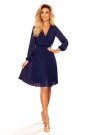  313-6 ISABELLE Pleated dress with neckline and long sleeve - dark blue 