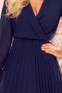  313-6 ISABELLE Pleated dress with neckline and long sleeve - dark blue 