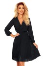  313-7 ISABELLE Pleated dress with neckline and long sleeve - black 