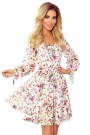  305-1 ZOE flimsy dress with a neckline - colorful flowers on a light background 