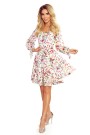  305-1 ZOE flimsy dress with a neckline - colorful flowers on a light background 