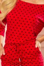  13-128 Sports dress with binding and pockets - red with black polka dots 