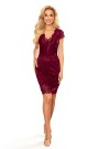  316-7 Lace dress with neckline - plum color 