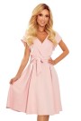  348-1 SCARLETT - flared dress with a neckline - powder pink 