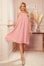  350-2 ALIZEE - chiffon dress with a binding - powder pink 