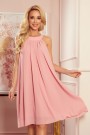  350-2 ALIZEE - chiffon dress with a binding - powder pink 