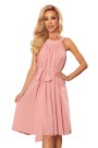  350-2 ALIZEE - chiffon dress with a binding - powder pink 