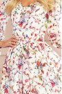  305-1 ZOE flimsy dress with a neckline - colorful flowers on a light background 