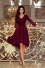  210-13 NICOLLE - dress with longer back with lace neckline - plum 