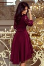  210-13 NICOLLE - dress with longer back with lace neckline - plum 