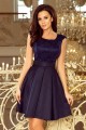  244-2 FLORA dress with round neckline and lace - navy blue 