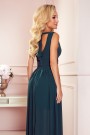  362-2 JUSTINE Long dress with a neckline and a tie - green 