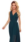  362-2 JUSTINE Long dress with a neckline and a tie - green 