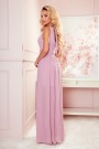  362-3 JUSTINE Long dress with a neckline and a tie - dirty pink 