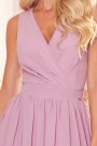  362-3 JUSTINE Long dress with a neckline and a tie - dirty pink 