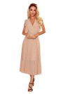  315-5 EMILY Pleated dress with frills and neckline - beige 