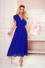  367-2 YANA Midi dress with pleated frills and a neckline - royal blue 