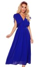  367-2 YANA Midi dress with pleated frills and a neckline - royal blue 