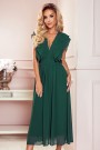  367-1 YANA Midi dress with pleated frills and a neckline - green 