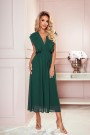  367-1 YANA Midi dress with pleated frills and a neckline - green 