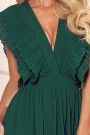  367-1 YANA Midi dress with pleated frills and a neckline - green 