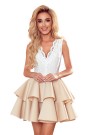  368-2 ZLATA two-color dress with lace neckline and foam - beige 