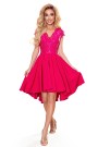  300-6 PATRICIA - dress with longer back with lace neckline - raspberry color 