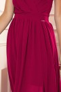  362-5 JUSTINE Long dress with a neckline and a tie - Burgundy color 