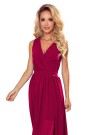  362-5 JUSTINE Long dress with a neckline and a tie - Burgundy color 