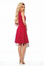  241-2 STELLA Dress with a neckline - burgundy in polka dots 