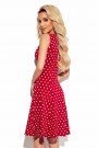  241-2 STELLA Dress with a neckline - burgundy in polka dots 