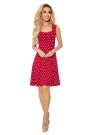  241-2 STELLA Dress with a neckline - burgundy in polka dots 