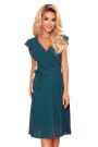  374-1 POLINA Pleated dress with a neckline and frills - green 