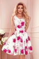  114-16 Flared dress - heart-shaped neckline - Roses 