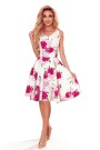  114-16 Flared dress - heart-shaped neckline - Roses 