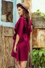  287-18 SOFIA Butterfly dress with a binding at the waist - Burgundy color 