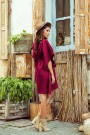  287-18 SOFIA Butterfly dress with a binding at the waist - Burgundy color 