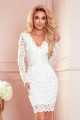  170-11 Lace dress with long sleeves and a neckline - ECRU 
