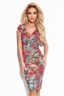  379-1 BOYKA Fitted dress with an envelope neckline - red boho pattern 