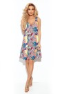  377-3 A trapezoidal dress with a neckline - colorful pattern 