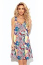  377-3 A trapezoidal dress with a neckline - colorful pattern 